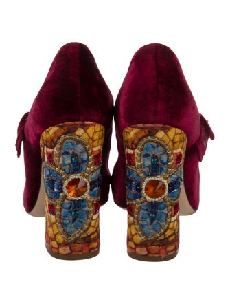 Dolce & Gabbana Velvet Floral Print Pumps