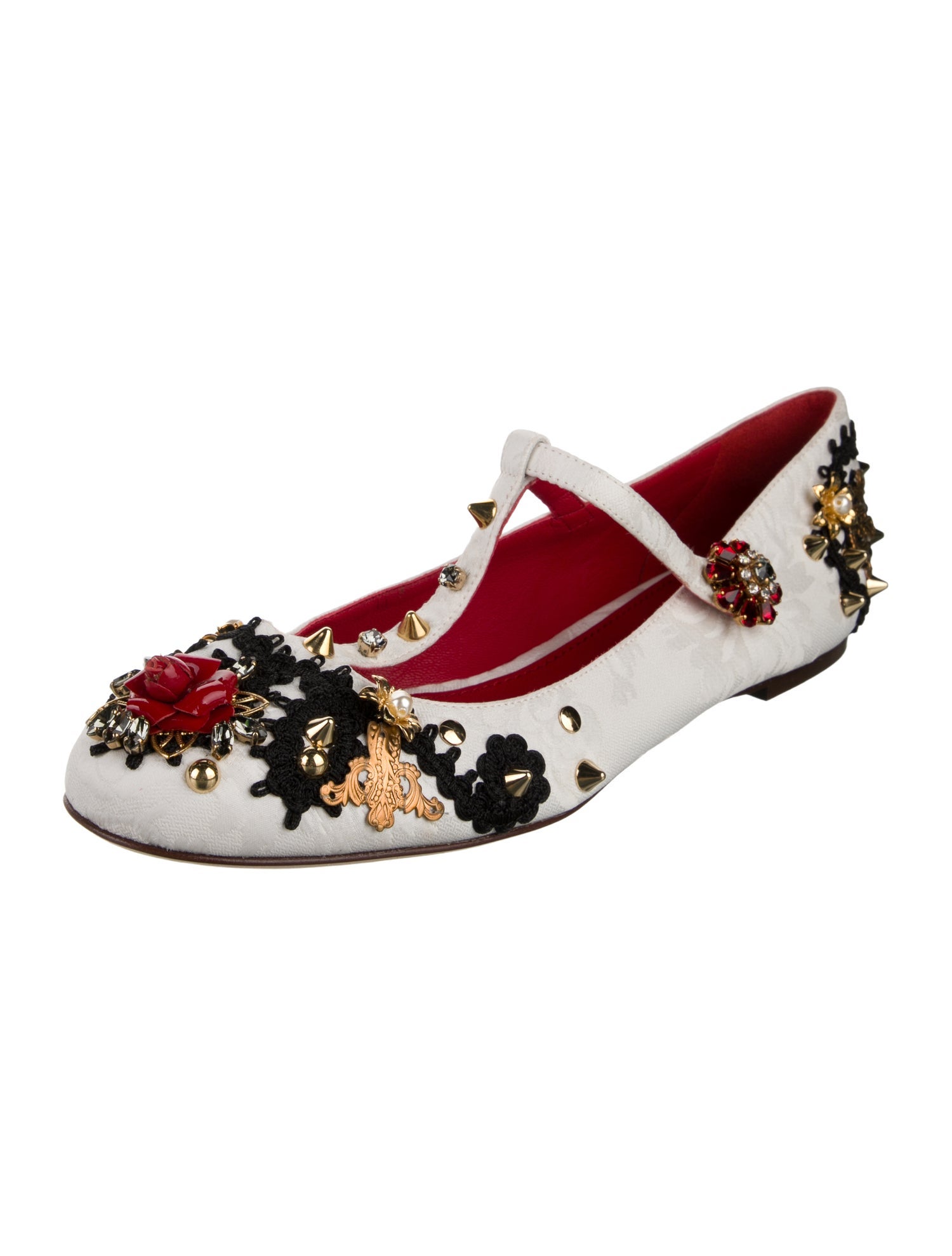 Dolce & Gabbana Canvas Floral Print Mary Jane Flats