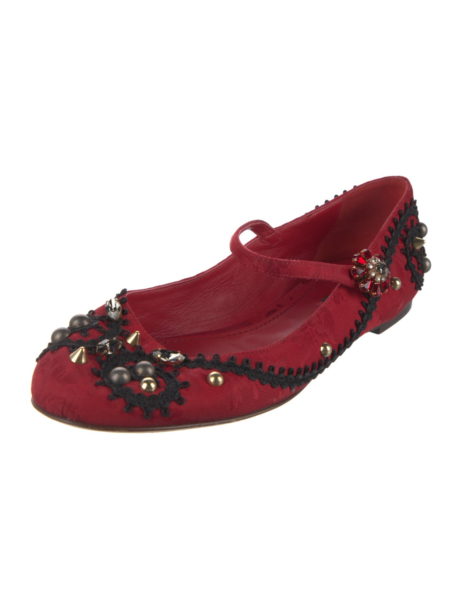 Dolce & Gabbana Canvas Floral Print Mary Jane Flats