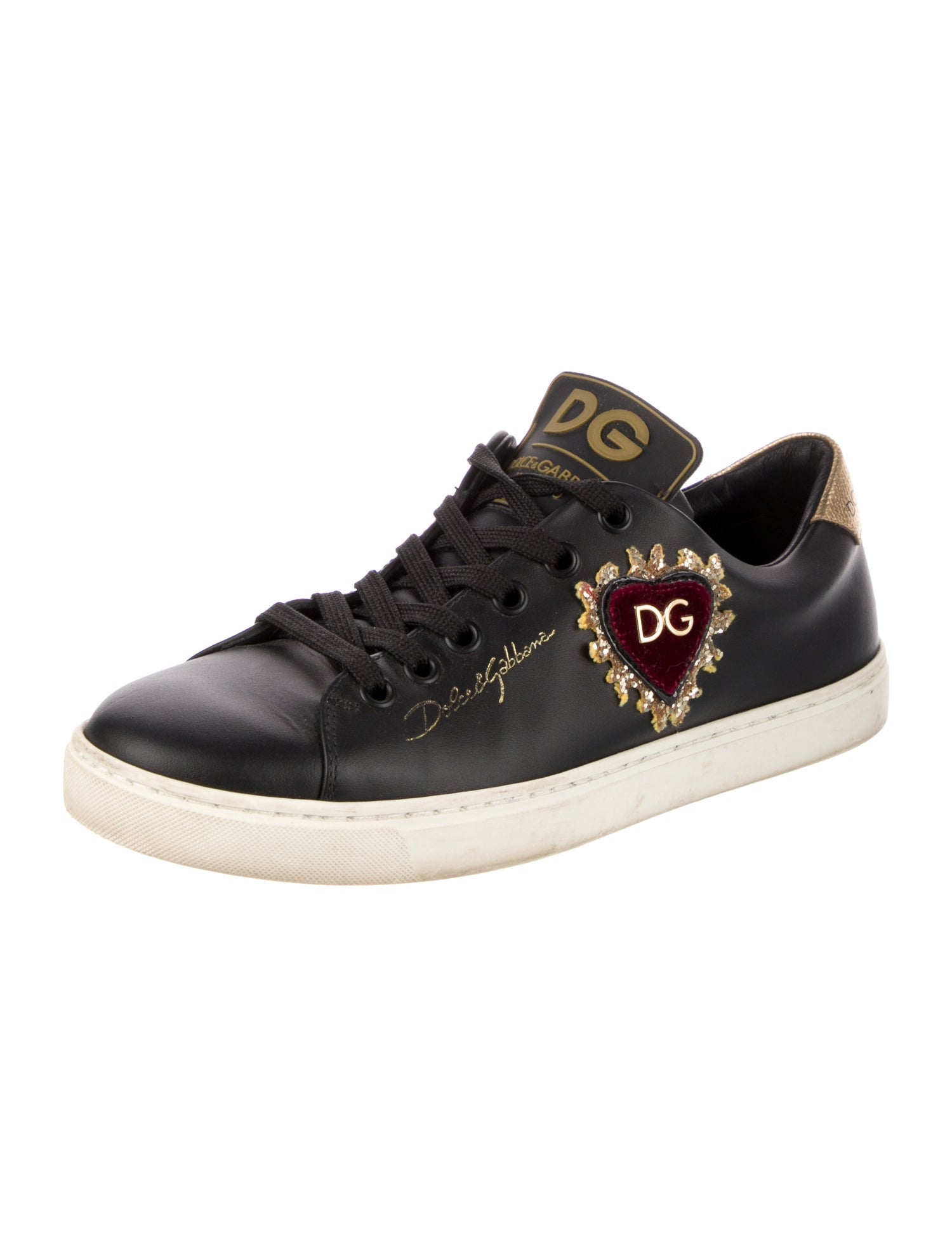 Dolce & Gabbana Sacred Heart Print Leather Sneakers