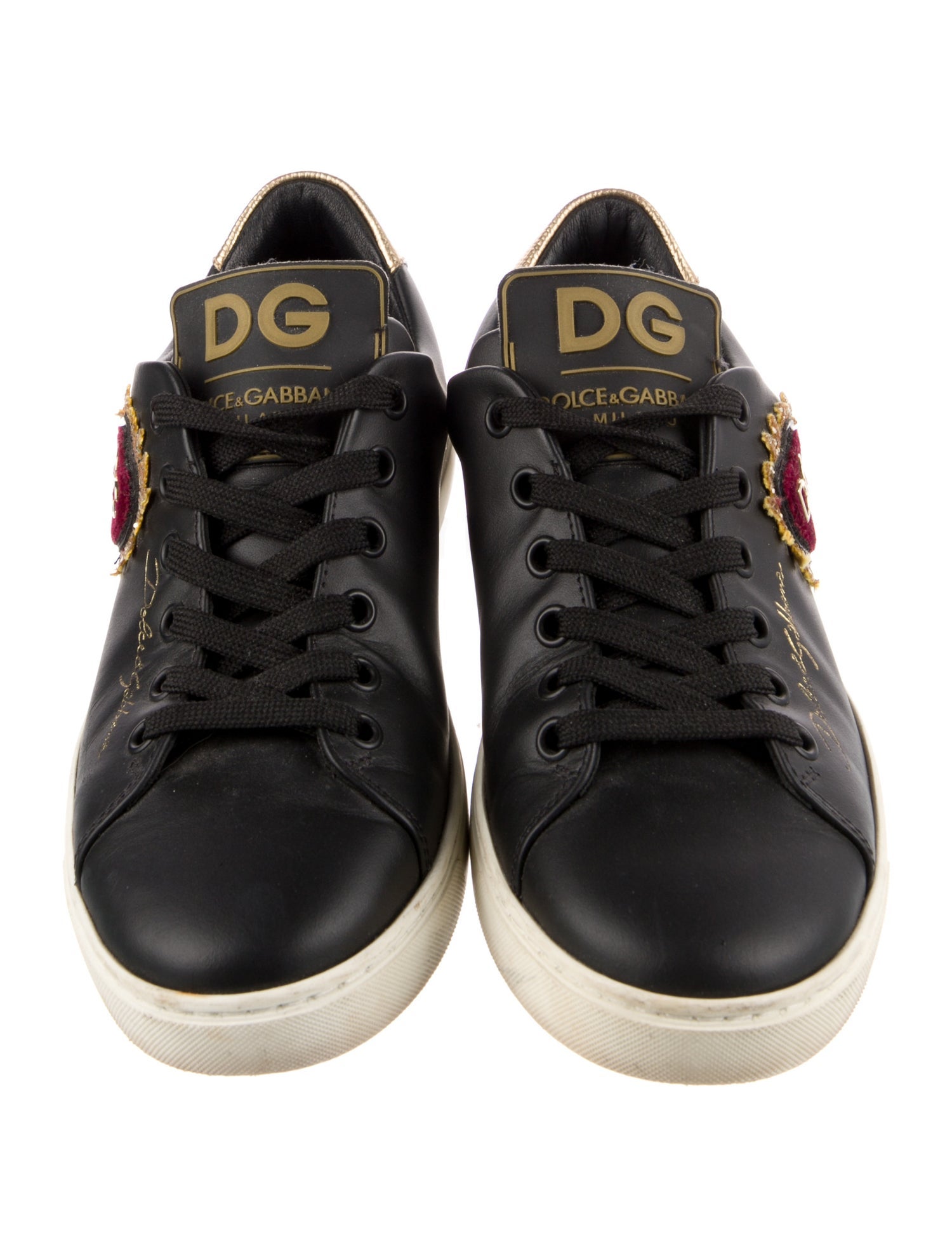Dolce & Gabbana Sacred Heart Print Leather Sneakers