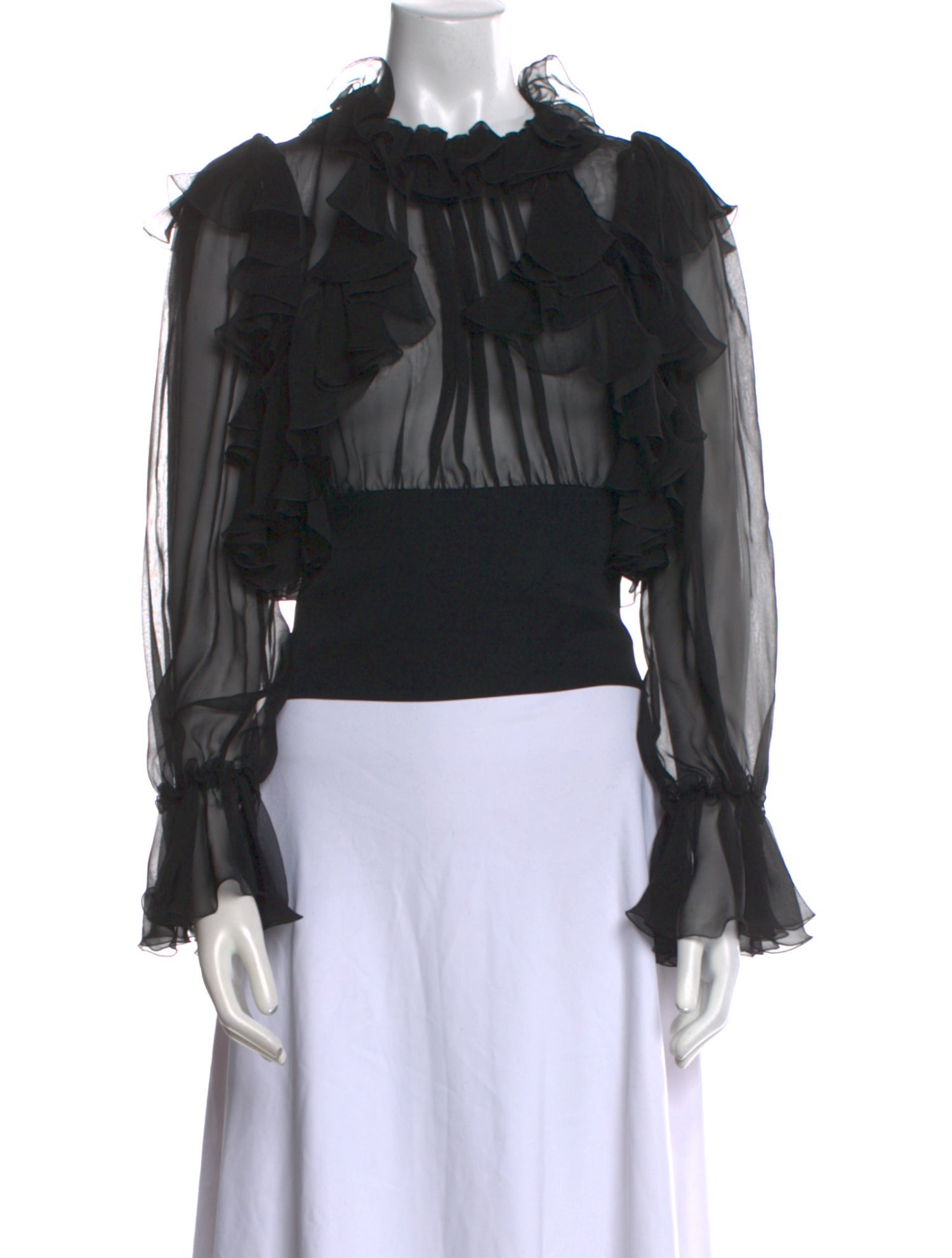 Dolce & Gabbana Silk Mock Neck Blouse