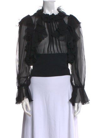 Dolce & Gabbana Silk Mock Neck Blouse