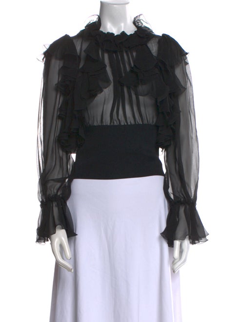 Dolce & Gabbana Silk Mock Neck Blouse