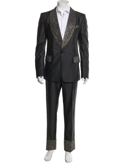 Dolce & Gabbana Silk Polka Dot Print Three-Piece Blazer
