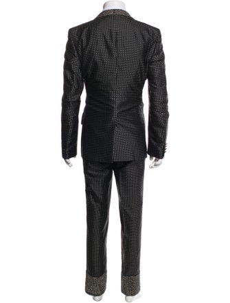 Dolce & Gabbana Silk Polka Dot Print Three-Piece Blazer