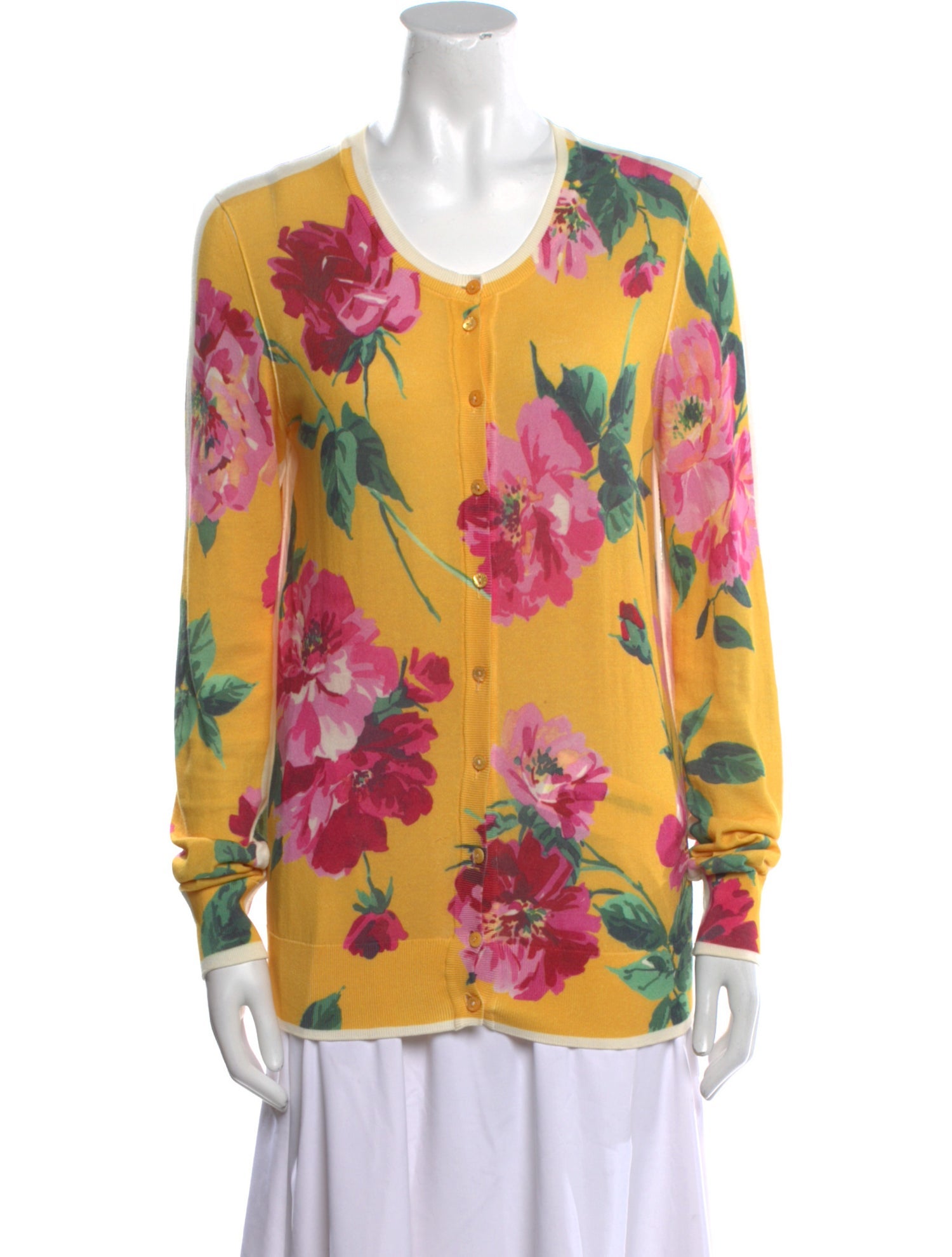Dolce & Gabbana Floral Print Scoop Neck Sweater