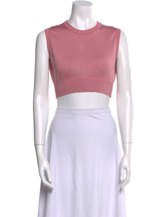 Dolce & Gabbana Silk Crew Neck Crop Top