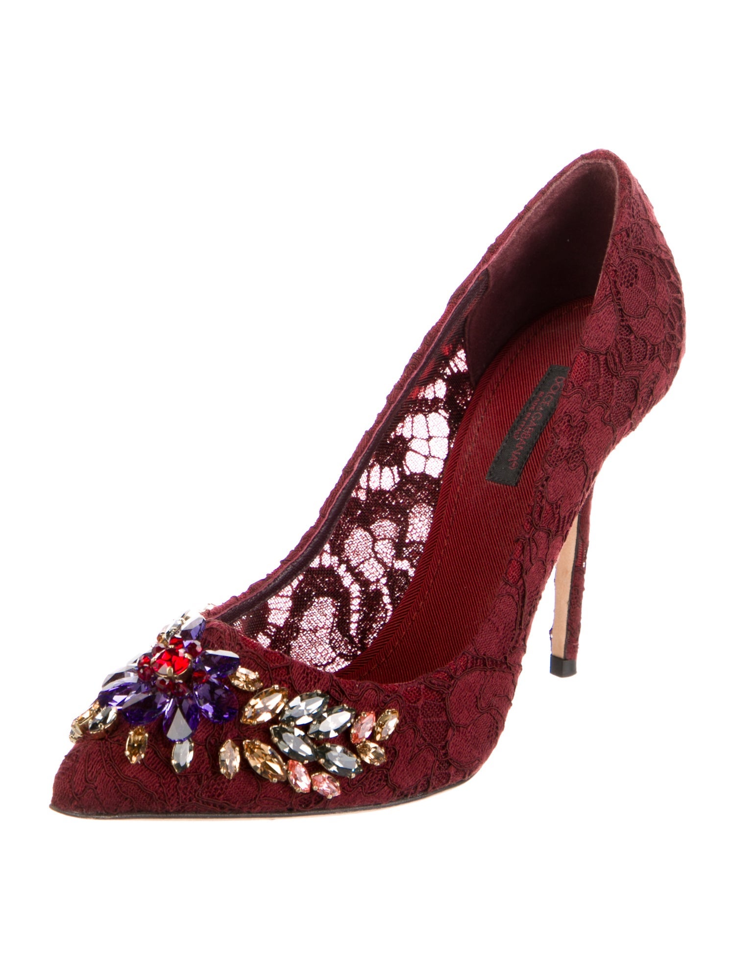 Dolce & Gabbana Lace Crystal Embellishments Pumps