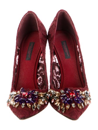 Dolce & Gabbana Lace Crystal Embellishments Pumps