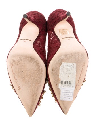 Dolce & Gabbana Lace Crystal Embellishments Pumps
