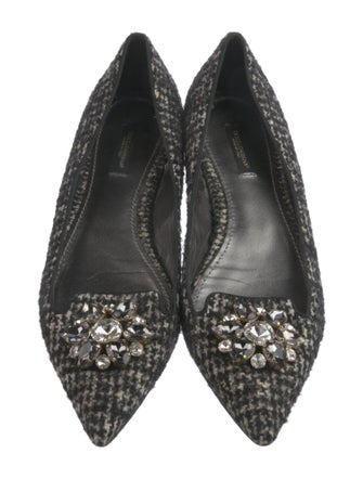 Dolce & Gabbana Tweed Houndstooth Print Flats