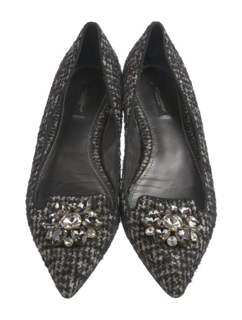 Dolce & Gabbana Tweed Houndstooth Print Flats