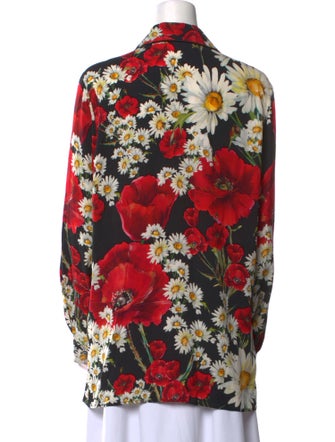 Dolce & Gabbana Silk Floral Print Button-Up Top