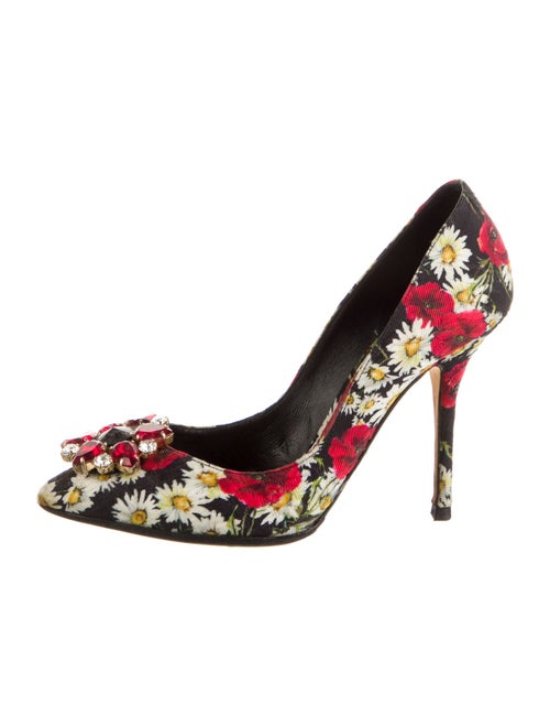 Dolce & Gabbana Mambo Rose Print Crystal Embellishments Pumps