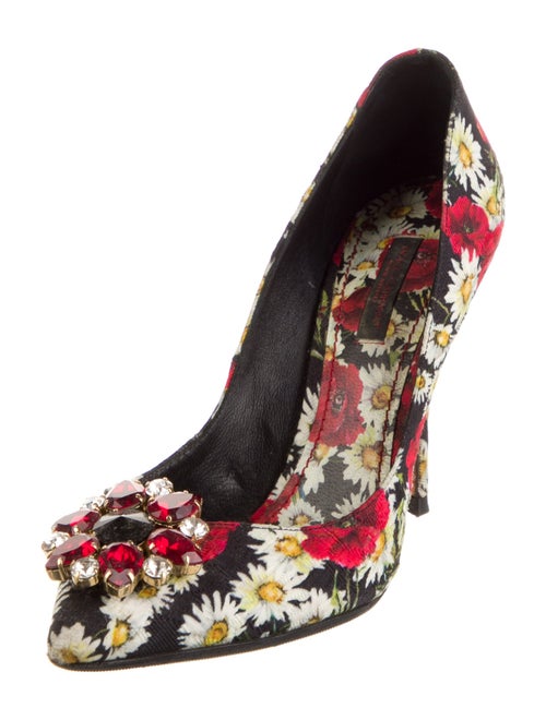 Dolce & Gabbana Mambo Rose Print Crystal Embellishments Pumps