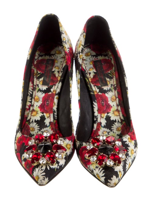 Dolce & Gabbana Mambo Rose Print Crystal Embellishments Pumps