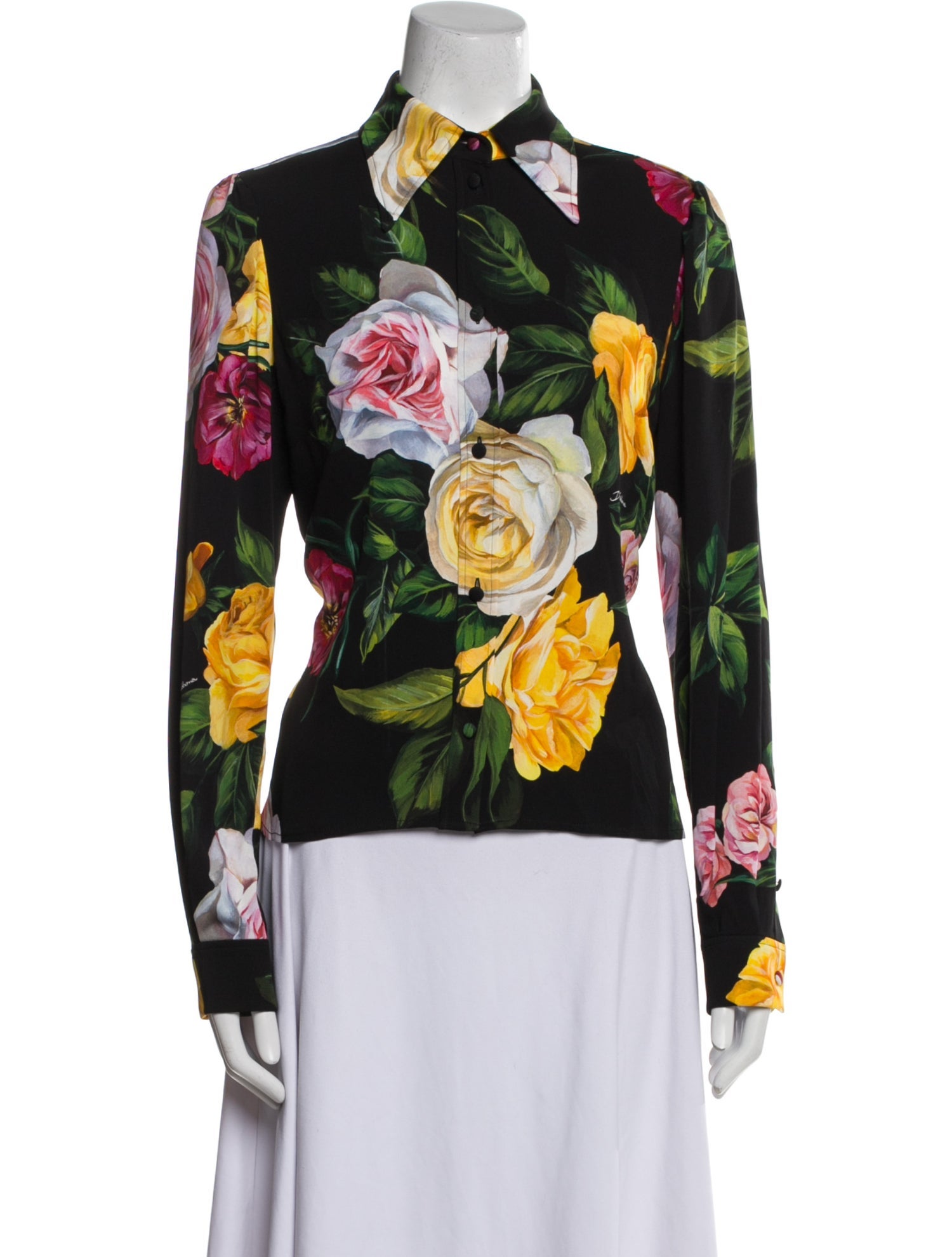 Dolce & Gabbana Floral Print Long Sleeve Button-Up Top