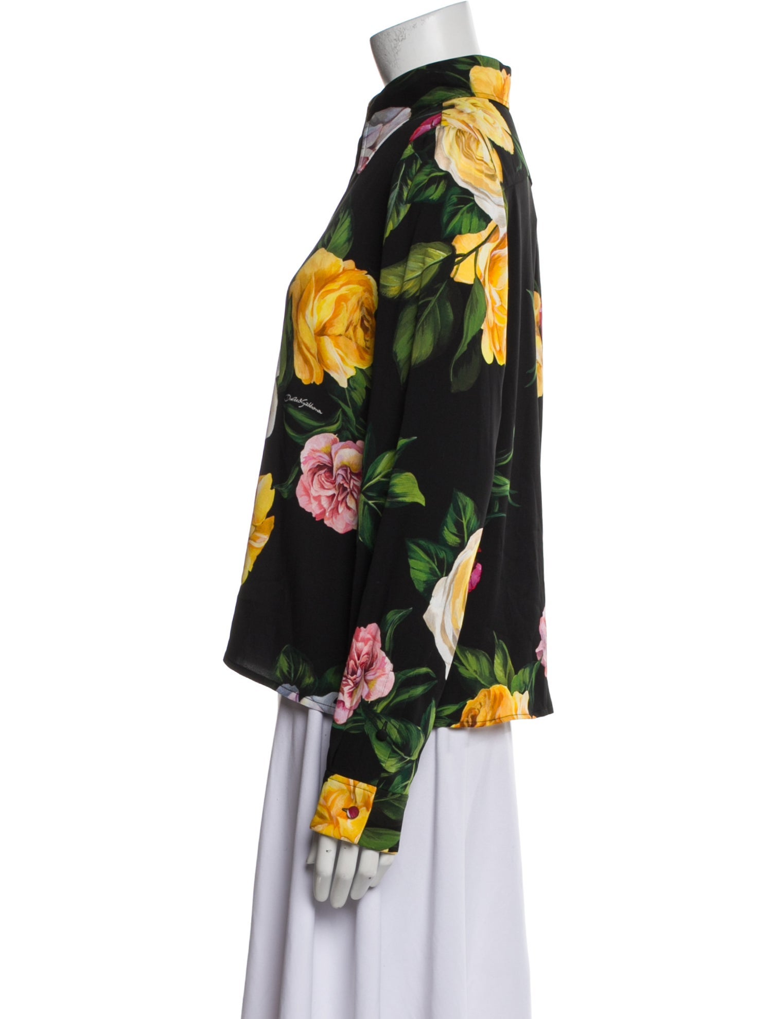 Dolce & Gabbana Floral Print Long Sleeve Button-Up Top