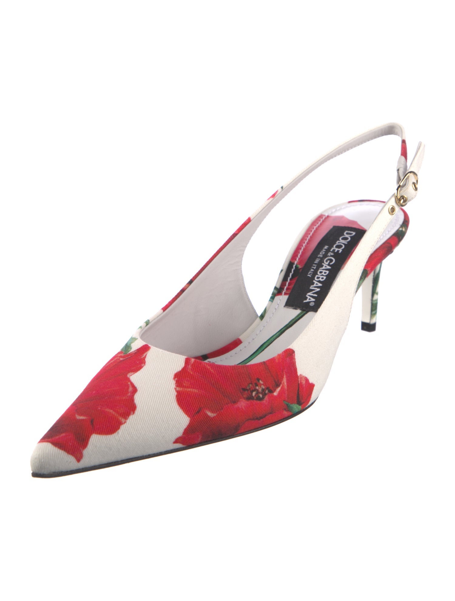 Dolce & Gabbana Canvas Floral Print Slingback Pumps w/ Tags
