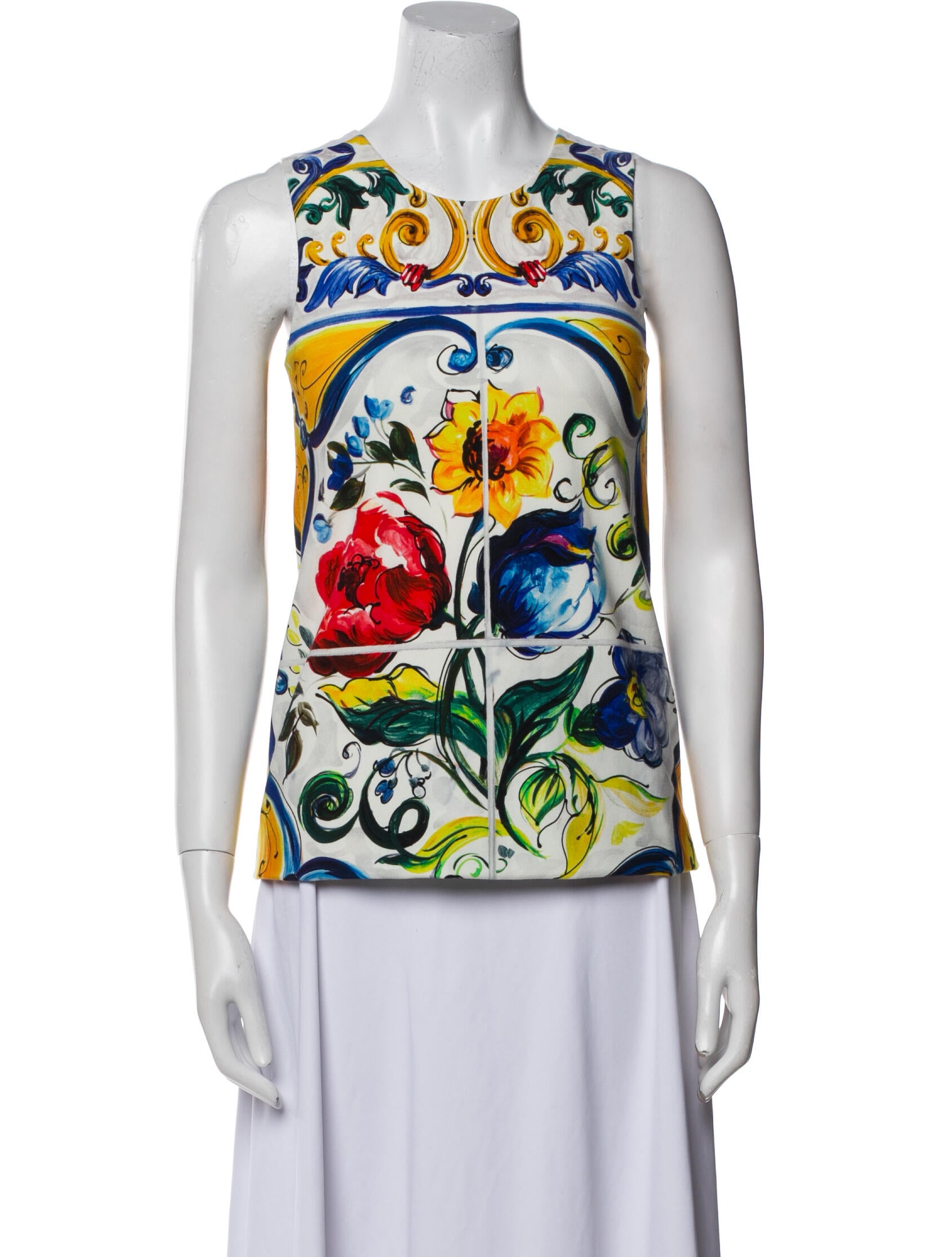 Dolce & Gabbana Printed Crew Neck Top