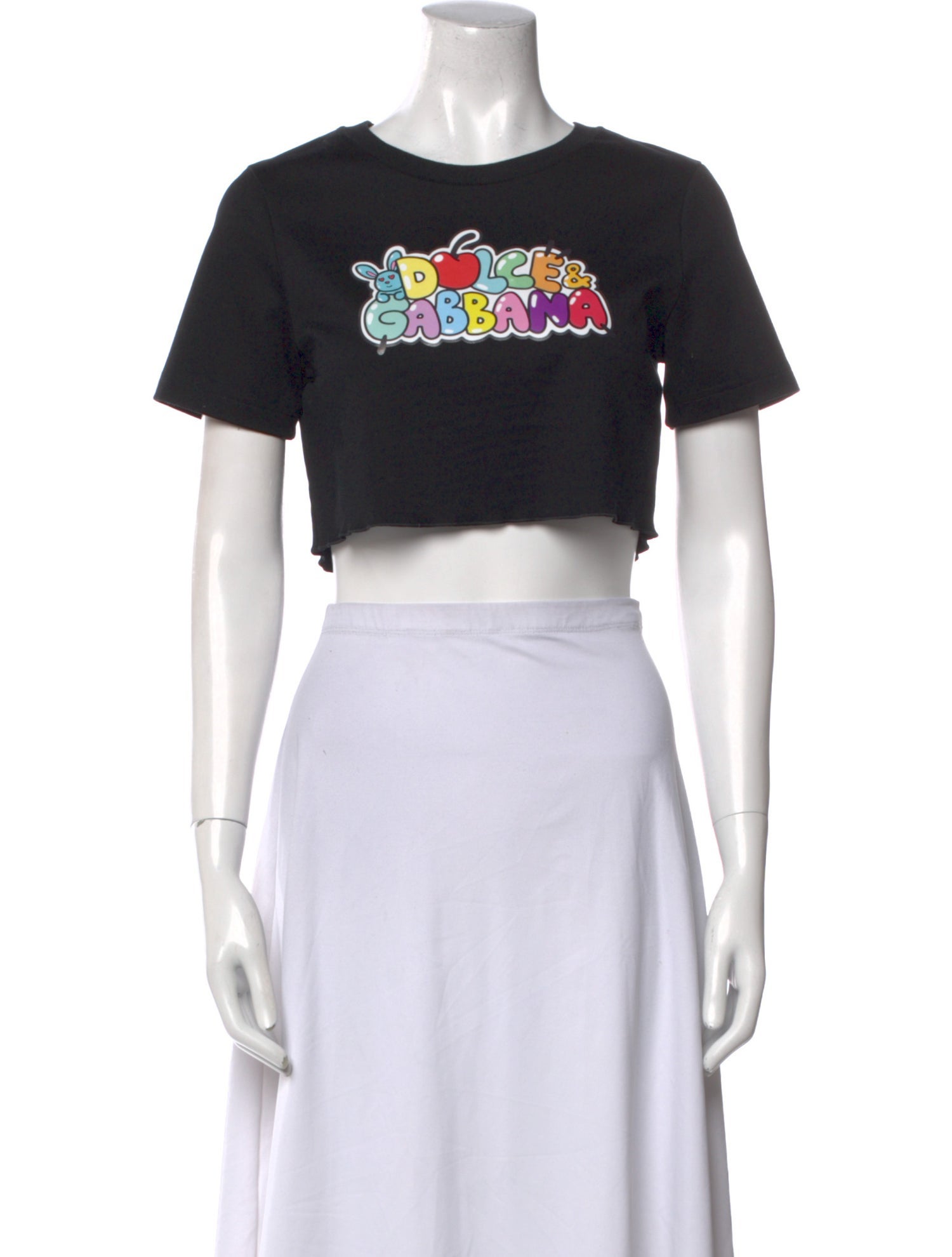 Dolce & Gabbana Graphic Print Crew Neck Crop Top