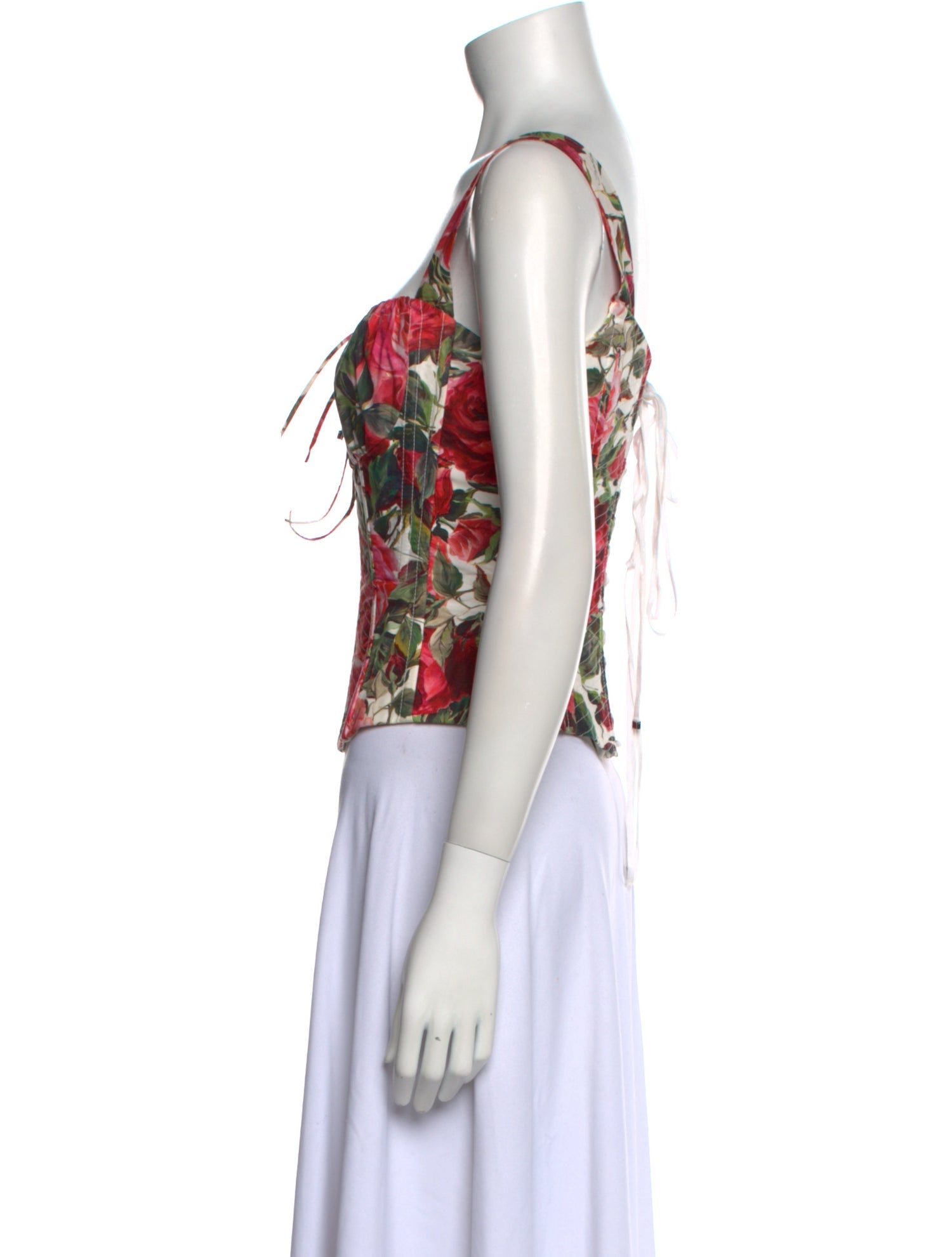 Dolce & Gabbana Floral Print Square Neckline Crop Top