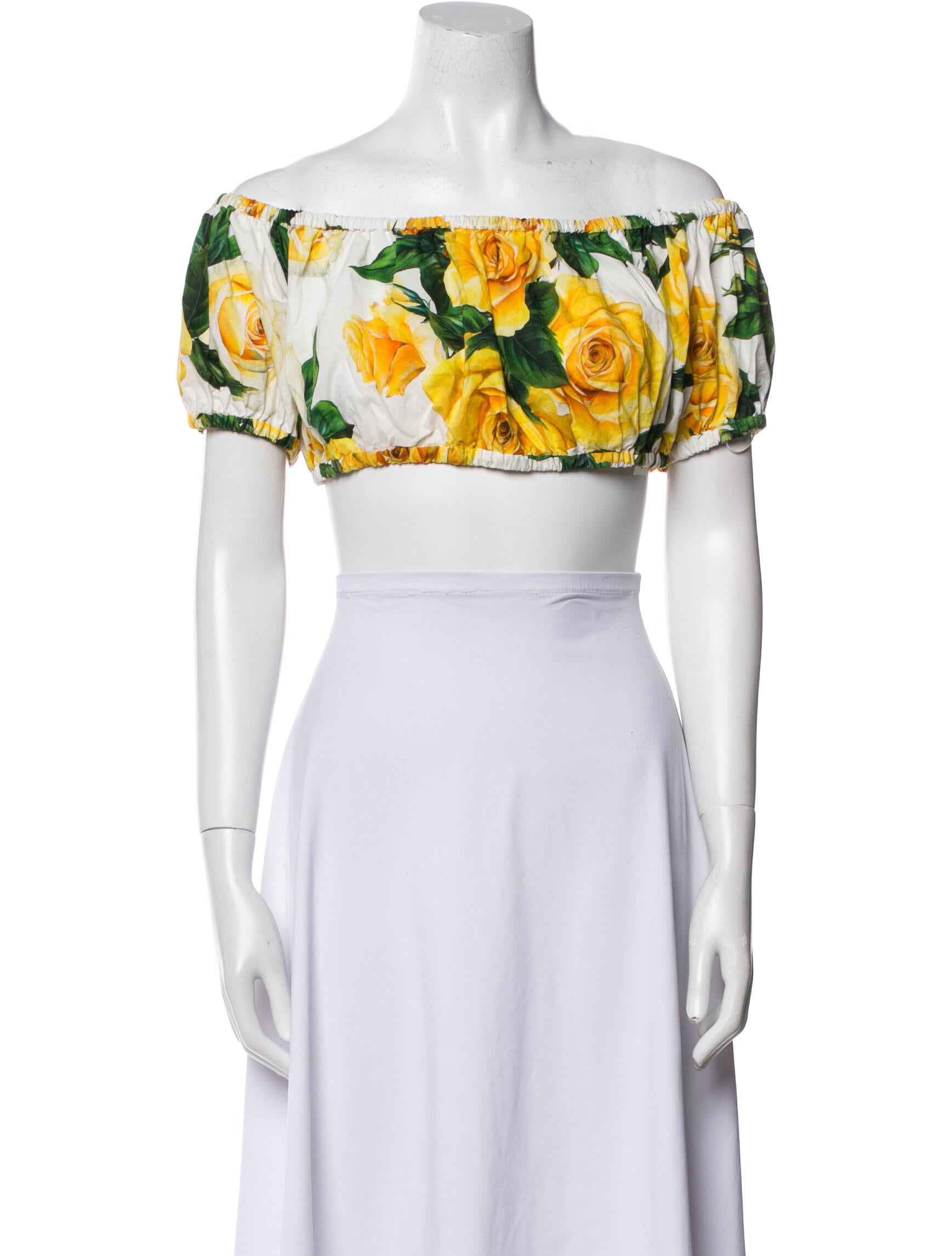 Dolce & Gabbana Floral Print Off-The-Shoulder Crop Top
