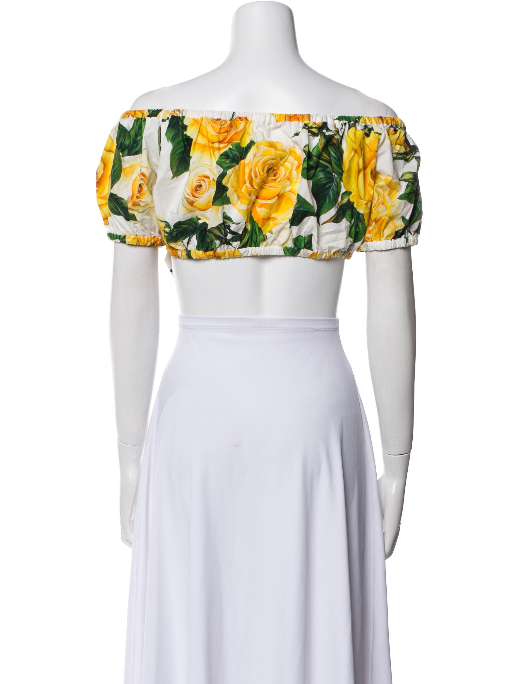 Dolce & Gabbana Floral Print Off-The-Shoulder Crop Top