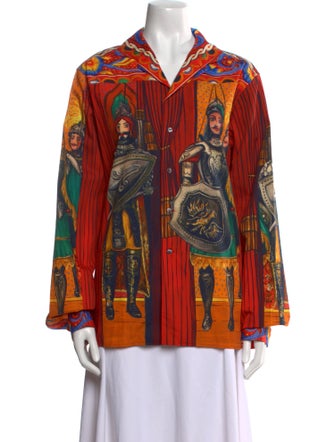 Dolce & Gabbana Printed Long Sleeve Button-Up Top