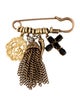 Dolce & Gabbana Crystal Cross & Faux Pearl Tassel Safety Pin Brooch