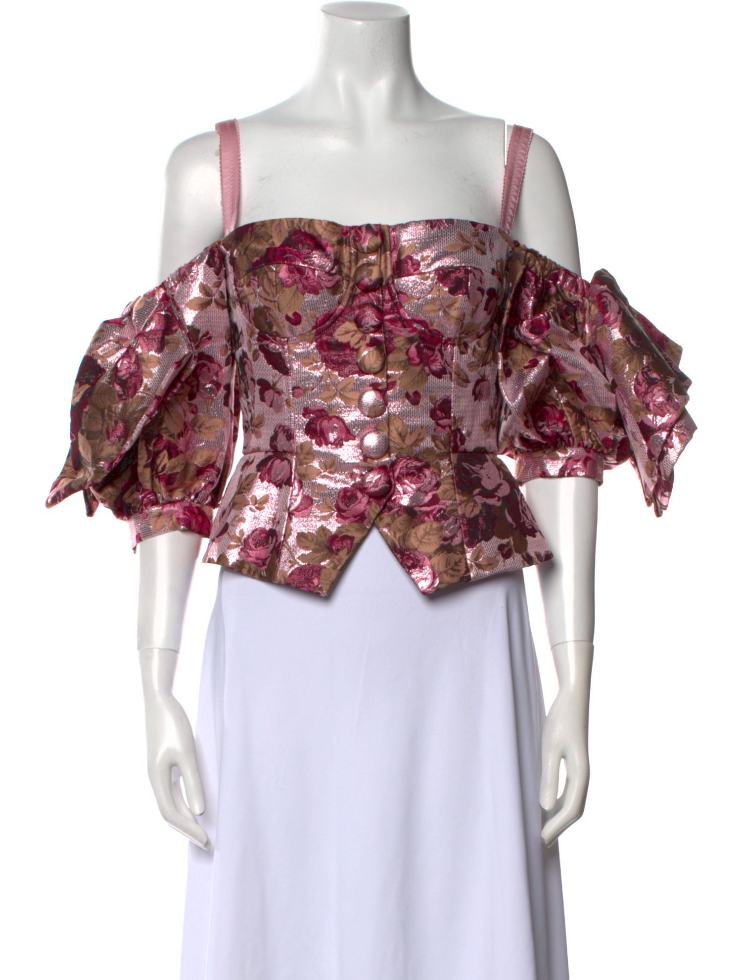 Dolce & Gabbana Floral Print Square Neckline Crop Top