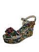 Dolce & Gabbana Floral Print Crystal Embellishments Slingback Sandals