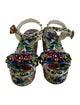 Dolce & Gabbana Floral Print Crystal Embellishments Slingback Sandals