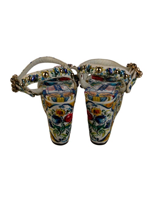 Dolce & Gabbana Floral Print Crystal Embellishments Slingback Sandals