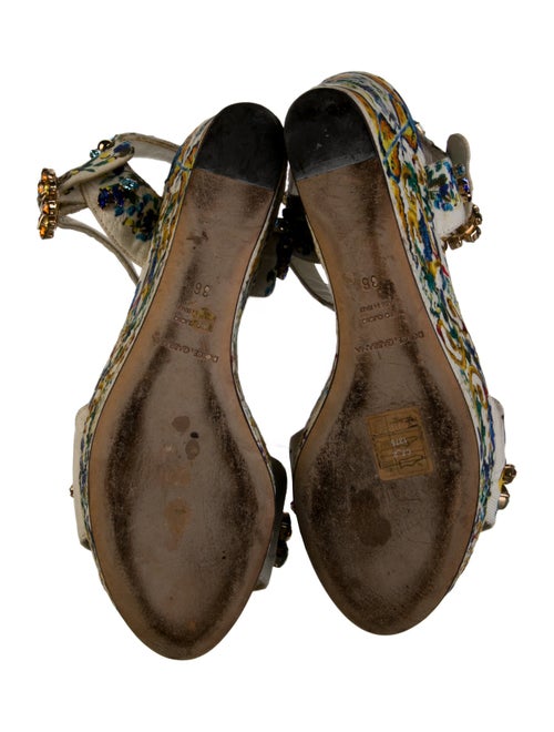 Dolce & Gabbana Floral Print Crystal Embellishments Slingback Sandals