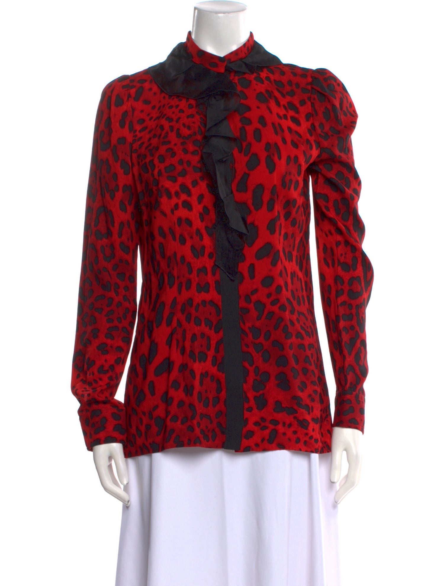 Dolce & Gabbana Silk Animal Print Button-Up Top