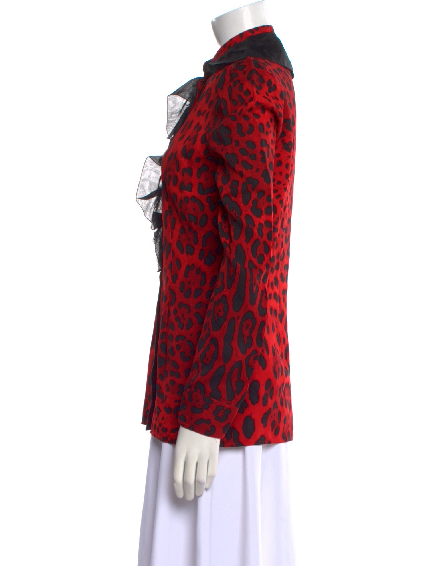 Dolce & Gabbana Silk Animal Print Button-Up Top