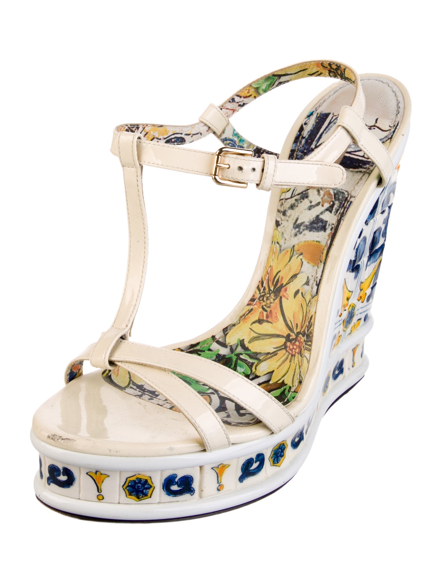 Dolce & Gabbana Patent Leather T-Strap Sandals