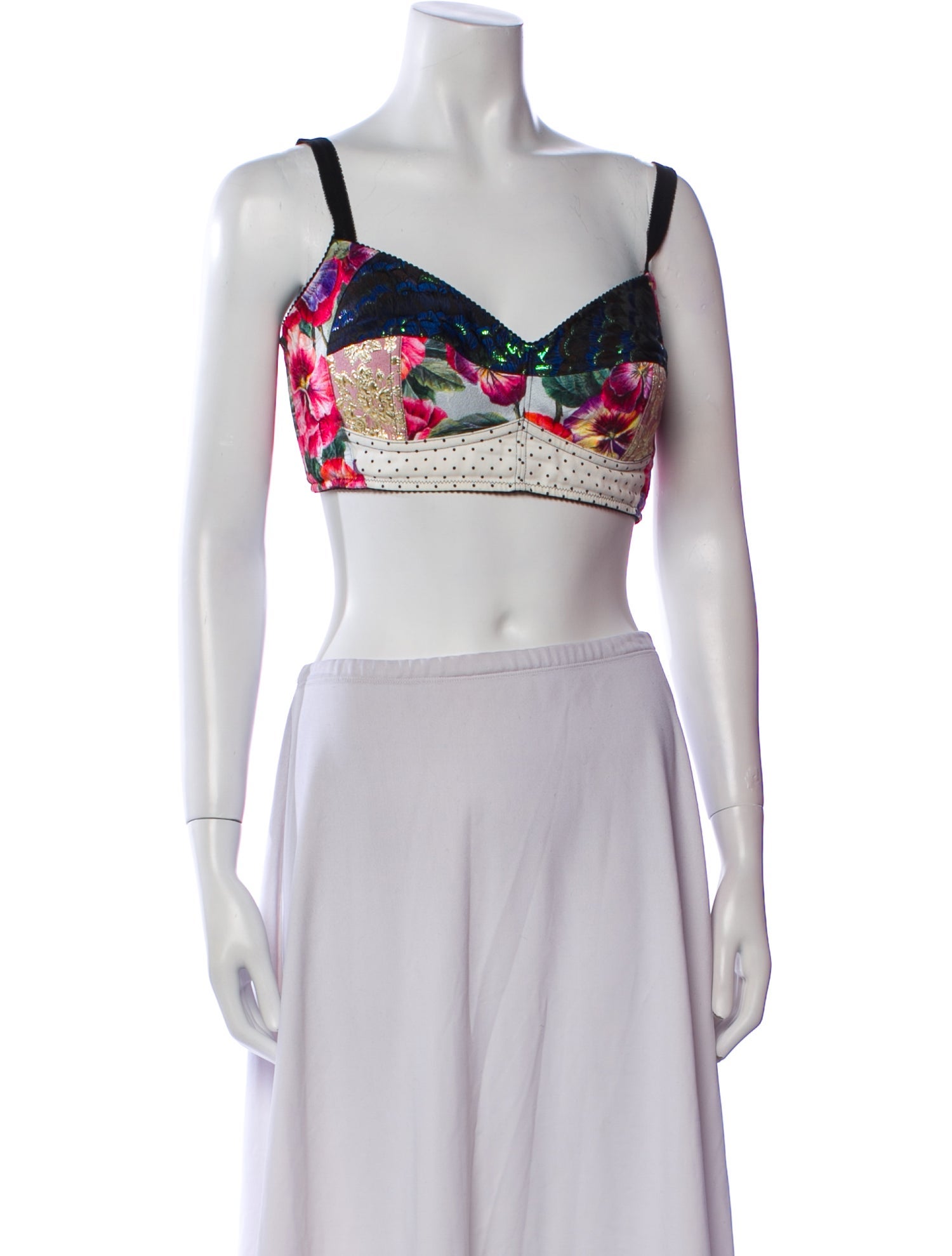 Dolce & Gabbana Printed Square Neckline Crop Top