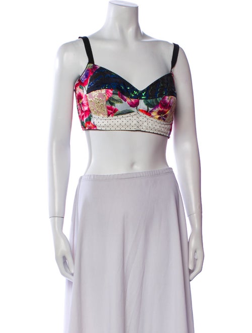Dolce & Gabbana Printed Square Neckline Crop Top