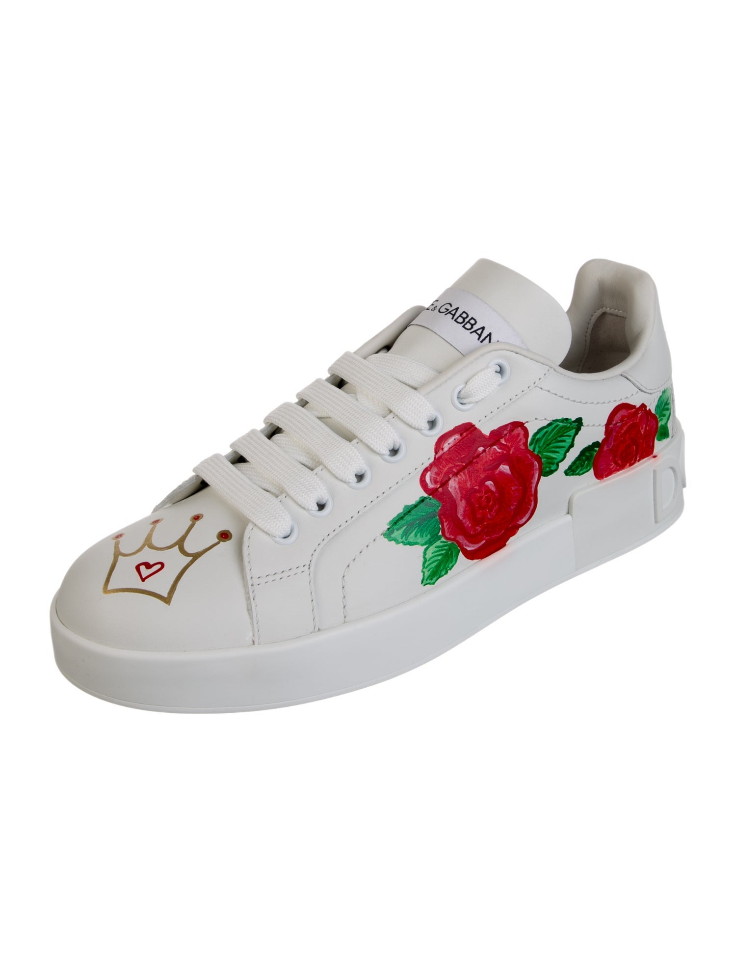 Dolce & Gabbana Leather Floral Print Sneakers