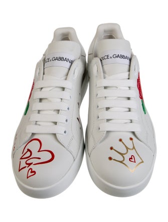Dolce & Gabbana Leather Floral Print Sneakers