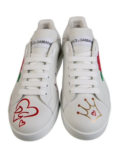 Dolce & Gabbana Leather Floral Print Sneakers
