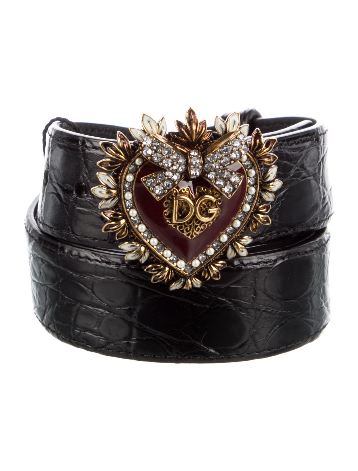 Dolce & Gabbana Leather Crystal Embellishments Belt w/ Tags