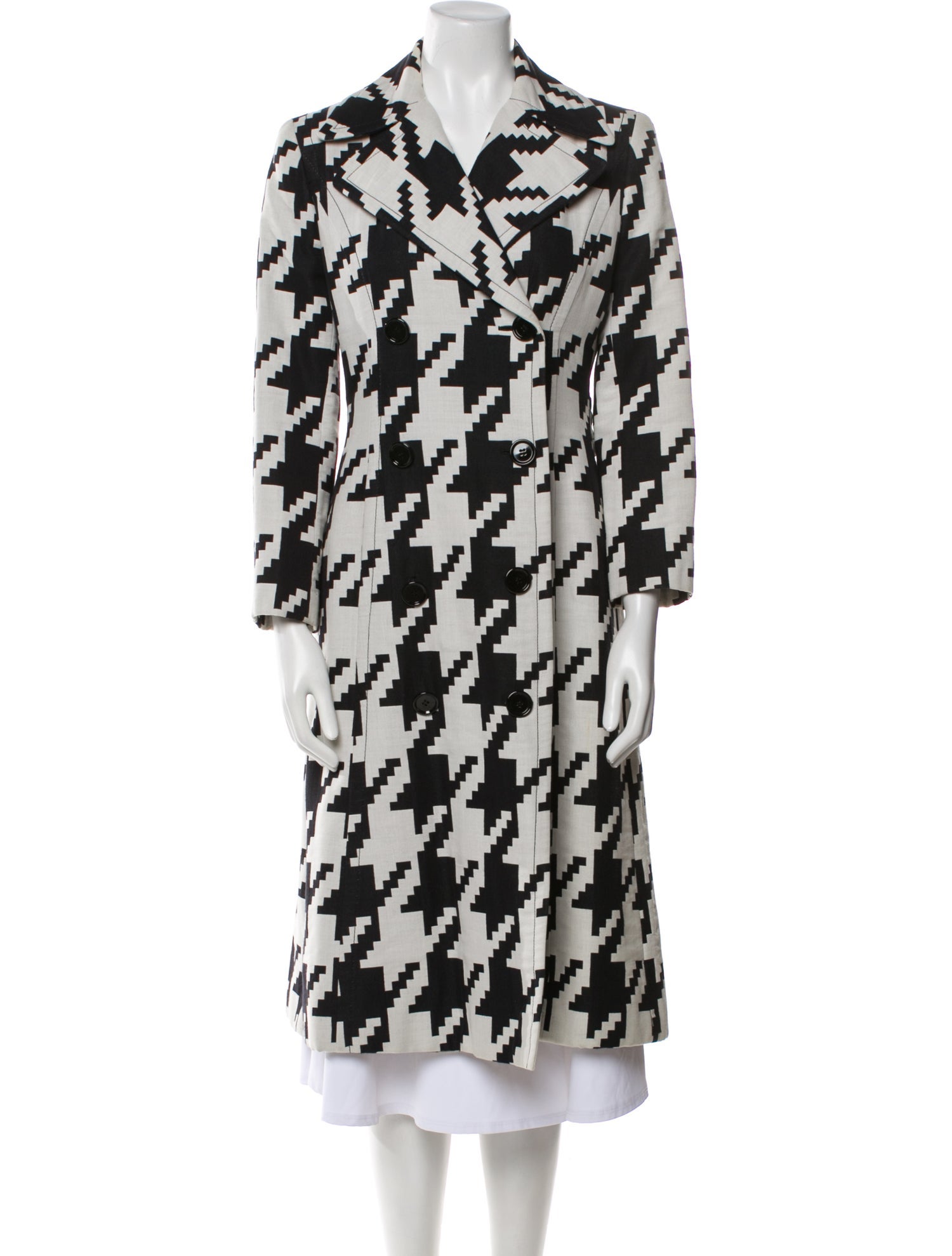 Dolce & Gabbana Wool Houndstooth Print Trench Coat
