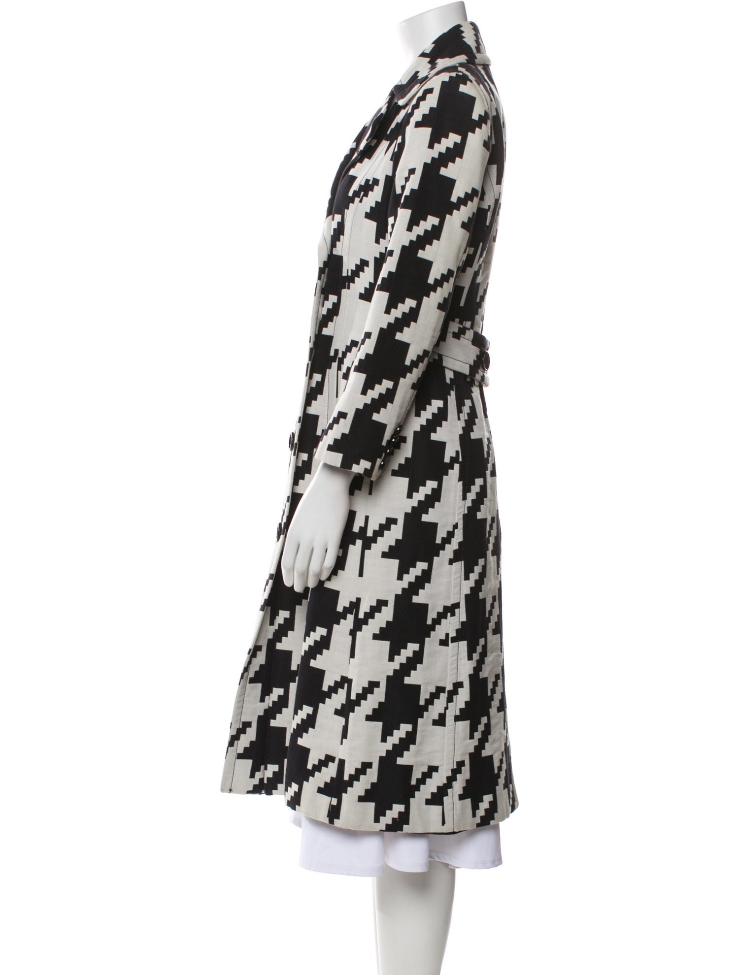 Dolce & Gabbana Wool Houndstooth Print Trench Coat