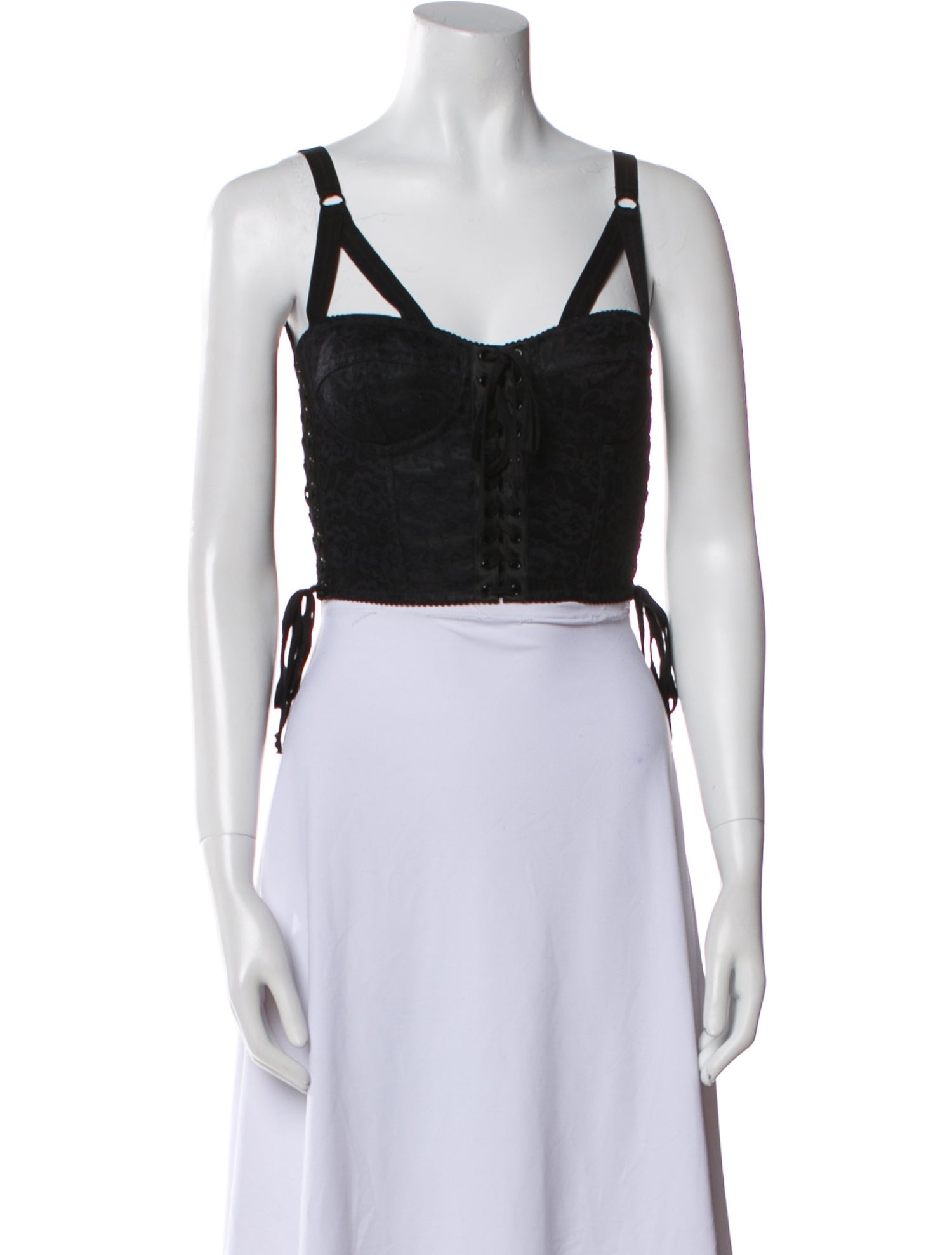 Dolce & Gabbana Lace Square Neckline Crop Top