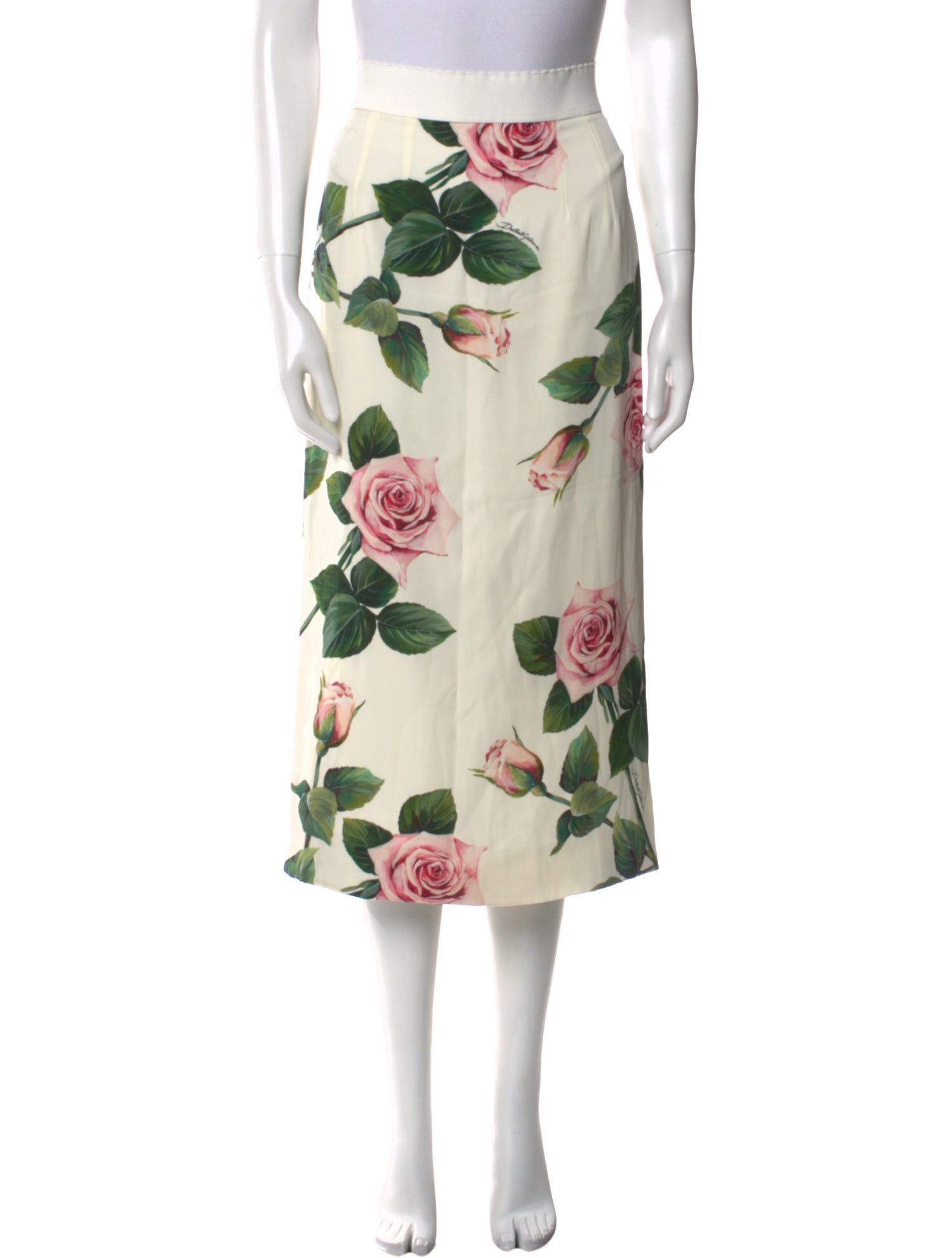 Dolce & Gabbana Silk Midi Length Skirt