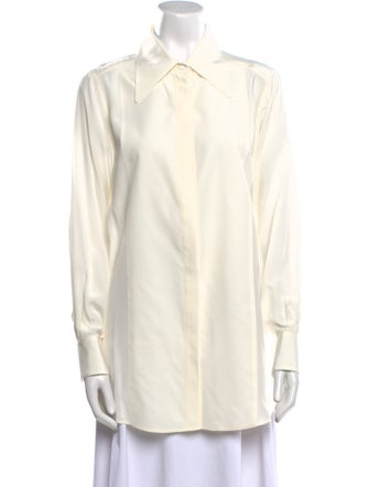 Dolce & Gabbana Silk Long Sleeve Button-Up Top